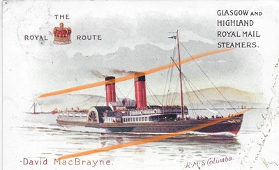 £4 • Buy Postcard Of MacBrayne's RMS Columba.  Used 1904. Oban To France.