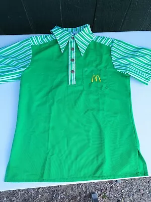 Vtg 70s Crest McDonalds Mens Uniform Shirt Short Sleeve SZ Medium - Green *Flaw • $36.99