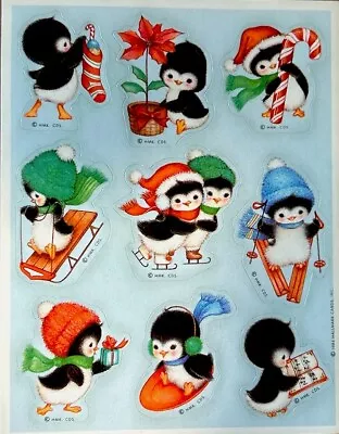 ❤️Vintage CHRISTMAS PENGUINS Sticker Sheet HALLMARK❤️ • $4.99