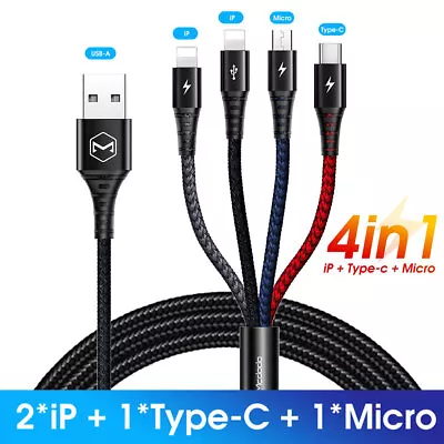 Multi Charging Cable 4 In 1 Multiple USB Fast Charger For IPhone Type C Micro • $11.99
