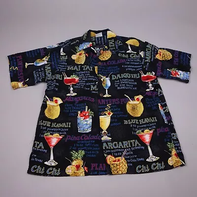 Go Barefoot Button Up Shirt Medium Martini Cocktail Travel Party Aloha Mens • $17.86