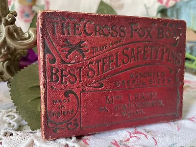 Advertising Box Vintage EMPTY Sewing Haberdashery Cross Fox Safety Pins Wigan • £14.99