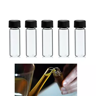 5 Mini Clear Glass Vial Bottles Caps 1 3/4 Tall 1/8 Oz Gold Panning Prospecting • $8.45