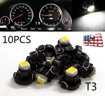 White T3 Neo Wedge 1-SMD LED Cluster Instrument Dash Climate Light Bulbs (10Pcs) • $13.04