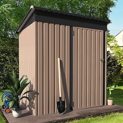 AECOJOY Outdoor Metal Storage Shed W/Lockable Door For Backyard Garden Tool Shed • $129.99