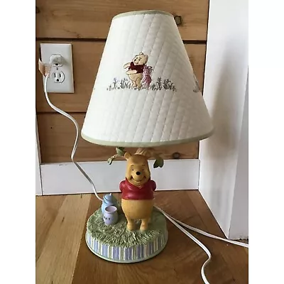 Disney Winnie The Pooh Nursery Lamp With Quilted Lamp Shade 17” H EUC • $57.99