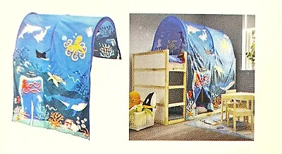 Children's Canopy Bed Tent Compatible W/IKEA Kura Bunk Bed. Ocean Animals-Blue • £28.50
