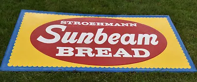 Vintage STROEHMANN SUNBEAM BREAD Metal Self Frame Advertising 72x36 Grocery SIGN • $1295