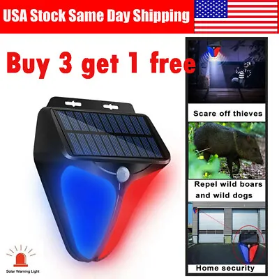 Solar Alarm LED Light Solar Strobe Light Wireless Motion Sensor Detector Outdoor • $11.79