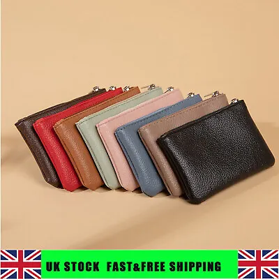 Women Key Ring Leather Mini Purse Coin Small Change Bag Card Wallet Pouch Zip Up • £5.59