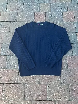 $18.88 • Buy VINTAGE Tina Of Scotland Cashmere Sweater Women XL Blue Crewneck Cable Knit