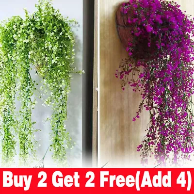 Artificial Fake Flower Vine Hanging Garland Plant Home Outdoor Garden Decor R • £2.66