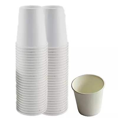 White 118ml Single Wall 4oz Paper Coffee Cups X 100 Disposable Hot Cups Takeaway • $29.91