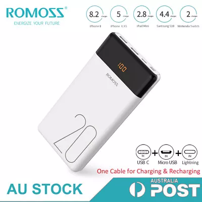 $26.99 • Buy ROMOSS 20000mAh Power Bank Dual USB 2.1A Fast Charge Portable Battery Charger