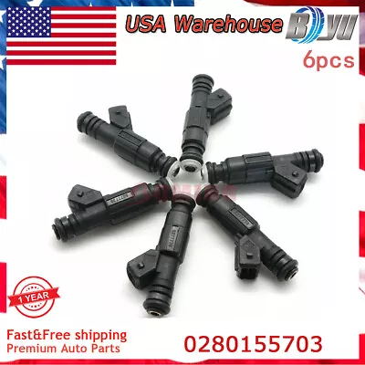 Set Of 6 Fuel Injectors 0280155703 For 93-98 Jeep Grand Cherokee 5.2L 5.9L V8 US • $52.46