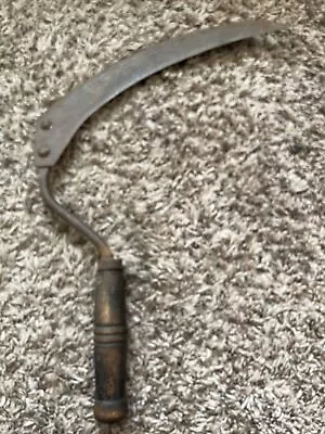 Vintage Antique Farm Sickle Collectible Handheld Tool Wood Handle Scythe • $10