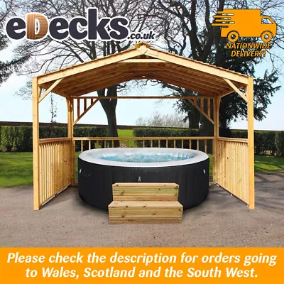 Ex Display Hot Tub Wooden Gazebo DIY Garden Kit 3m X 3m Square Cheap Pergola • £549.99