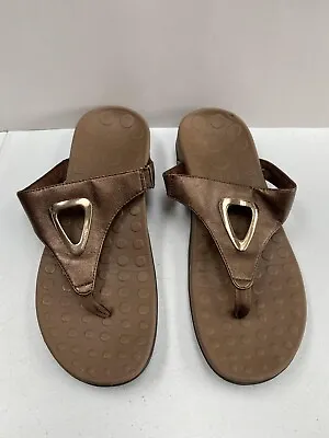 £17.30 • Buy Orthaheel Womens Brown Metallic Slide Sandals Size 8M Slip On Comfort 