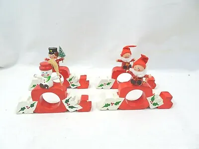 VERA NEUMANN Christmas Napkin Rings NOEL Vintage Snowman Santa Claus Nutcracker • $29.99