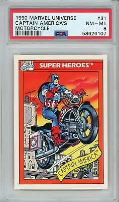 1990 Marvel Universe 31 Captain America's Motorcycle  PSA 8 • $29.99