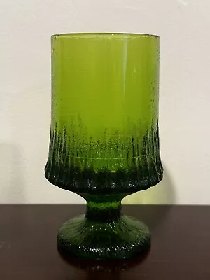 VTG Fostoria Sorrento Green Footed Glass Textured Wine Goblet Heavy • $10