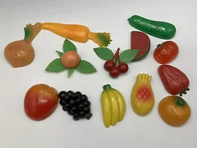 Vintage Fruit Vegetables Food Fridge Refrigerator Magnets Lot Of 13 Plastic MCM • $19.99