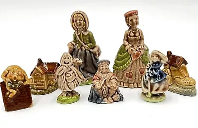 Vintage WADE ENGLAND Red Rose Tea Nursery Rhyme Series Set Of 8 Mini Figurines • $23.99