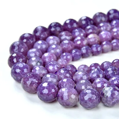 $5.29 • Buy Genuine Lepidolite Gemstone Grd AA Faceted Round 6mm 8mm 10mm Loose Beads (A284)