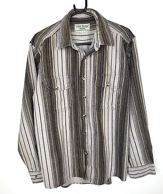 £19.95 • Buy Vintage Mens CORDUROY GIFST ROYAL Brown Striped Hipster Indie COTTON Shirt L