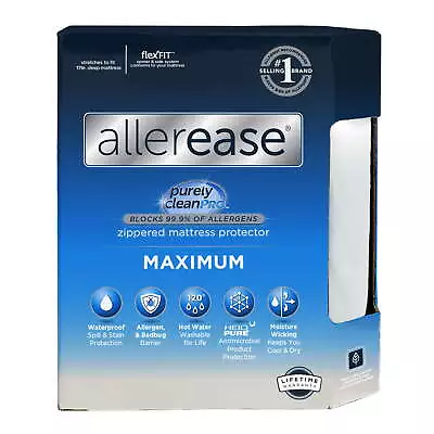 Allerease Maximum Allergy Relief Zippered Mattress Protector Queen • $28