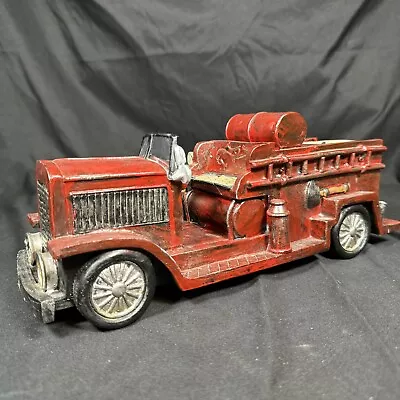 Vintage Solid Wood Fire Truck Model Handmade 14  Long Decor Or Collectible • $24.99