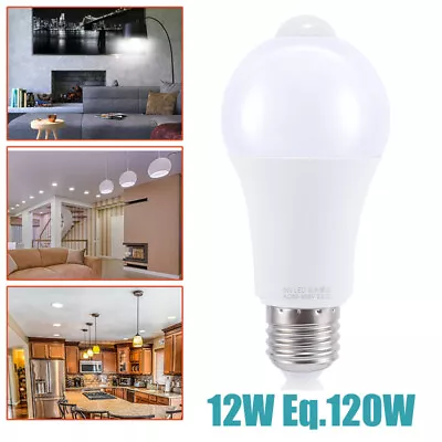 Motion Sensor LED Light Bulb 15W (150W Eq.) E27 E26 Bulbs Automatic On/Off • $11.87