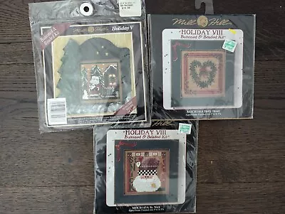 Mill Hill Buttoned & Beaded Cross Stitch Kits Lot Of 3 Christmas Holiday Santa • $33