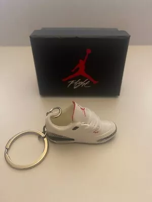 Air Jordan 3-(white Cement Reimagined)-1/6 Scale 3d Sneaker Keychain With Box • $15