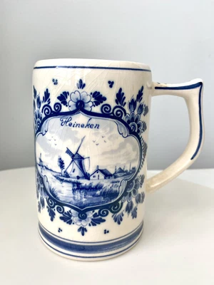 $8 • Buy Vintage Heineken Hand Painted Delft Blue Stein Beer Mug Made In Holland