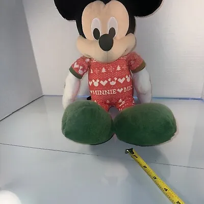 Disney Mickey Mouse Plush Stuffed Toy Doll Holiday Christmas Pajamas 19  Tall • $11.50