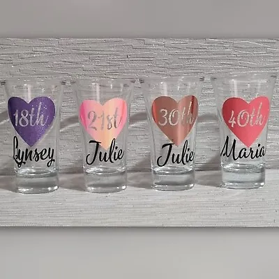 Personalised Shot Glass 18th 21st 30th Birthday Gift Gift Name Heart • £3.75