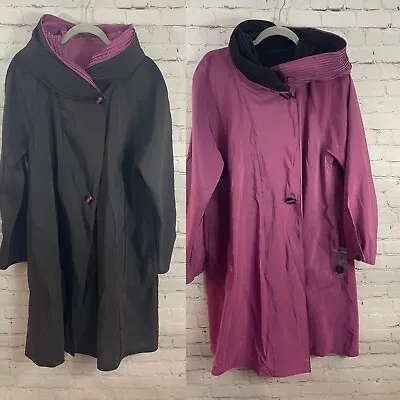Mycra Pac Now Donatella Coat Cowl Hood Reversible Ribbed Rain Jacket S/M • $69