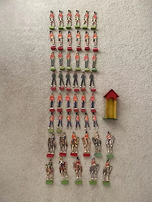 Chad Valley Vintage Wooden Toy Soldiers And Stands • £20