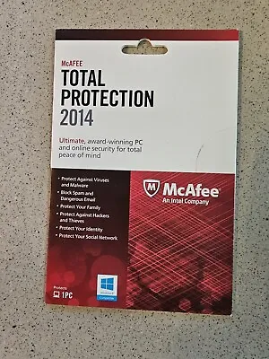 McAfee Total Protection 2014 1PC Windows (KeyCard) No CD Drive Needed New Sealed • $20