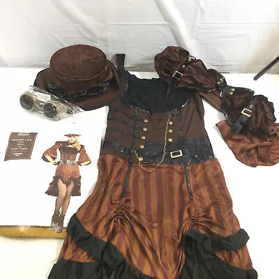 Amscan Womens Brown Steamy Dreamy Steampunk Halloween Dress Size Medium 6-8 • $42.49