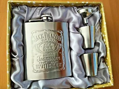 £10.99 • Buy 7oz-Jack-Daniels-Hip-Flask-gift-set-Portable-Pocket-Stainless-Steel-flask-NEW!!!