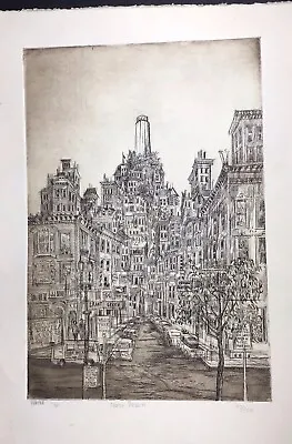 CREEPY 👀VTG 76 San Francisco North Beach Etching JOHN Friedman PARTEE Manson • $575