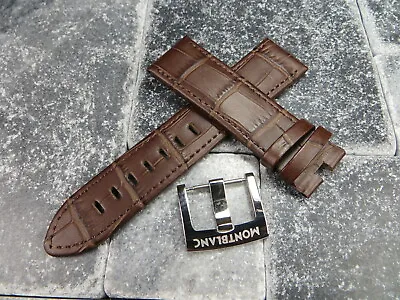 22mm Grain Leather Strap Brown Watch Band With OEM MONTBLANC Buckle BK Stitch • $74.99