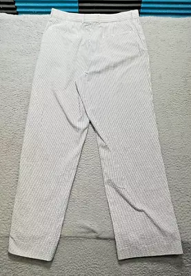 J Crew Ludlow Seersucker Pants Mens 34x30 Blue White Striped Straight Vintage 90 • $27.99