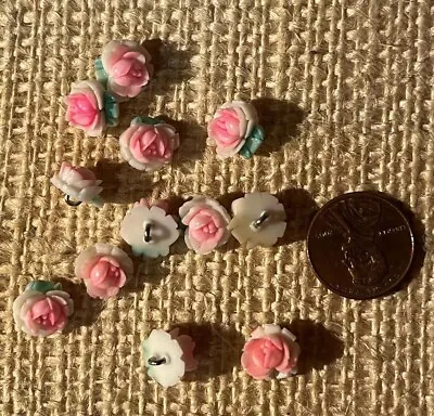 Buttons Japan 1950's Rose 9mm Hand Painted Vintage Authentic Celluloid • $4.80