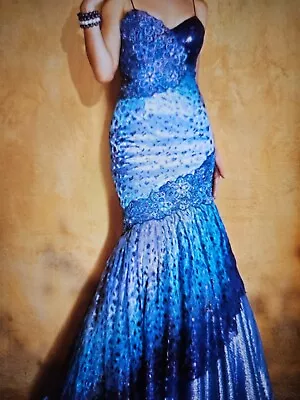 MNM Couture - KH068 Florid Rendered Mermaid Long Dress • $295