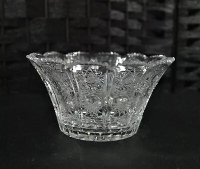 Vintage Bohemian Czech Bohemia Lead Cut Crystal Queen Lace Bowl 6  X 3  • $31.50