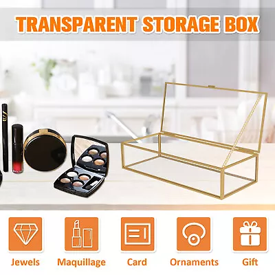 Glass Jewelry Box Decorative Vintage Jewelry Organizer Box With Hinged Lid GryPo • $27.23