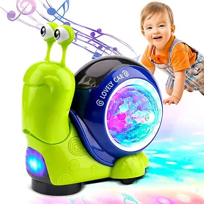 Music Crawling Snail Baby Toy LED Light Up Kids Toddler Interactive Toys Gift • £10.95